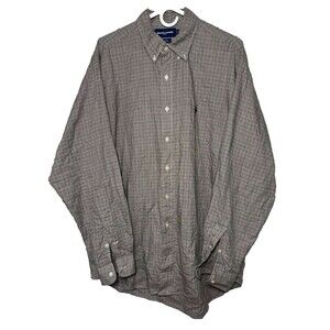 Ralph Lauren Plaid Button Down Shirt Men's XL Cotton Tilden Long Sleeves Classic